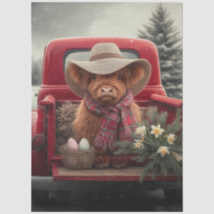 Decoupage Pasen Highland Vintage Rode Truck Tissuepapier