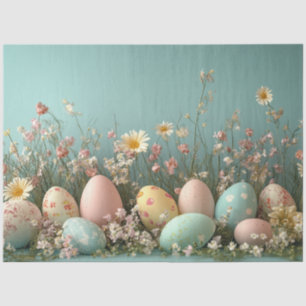 Decoupage Pastel Easter Eggs and Flowers Tissuepapier