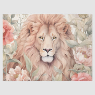  Decoupage Pastel Floral Lion Tissue Paper Tissuepapier