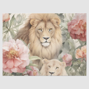 Decoupage Pastel Floral Lion Tissue Paper Tissuepapier