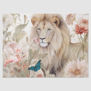  Decoupage Pastel Floral Lion Tissue Paper Tissuepapier