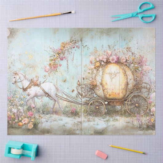 Decoupage  pastelwagen Drawn White Horse Tissuepapier (Craft)