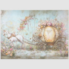 Decoupage  pastelwagen Drawn White Horse Tissuepapier