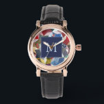 Decoupage Patchwork Stars Pattern Monogram Horloge<br><div class="desc">Unique patchwork quilt style star pattern in multi-colors. (Textiles and decoupage look simulated in art work)</div>