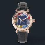 Decoupage Patchwork Stars Pattern Monogram Horloge<br><div class="desc">Unique patchwork quilt style star pattern in multi-colors. (Textiles and decoupage look simulated in art work)</div>