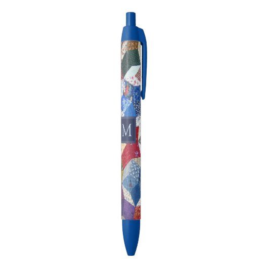 Decoupage Patchwork Stars Pattern Monogram Zwarte Inkt Pen (Achterkant (Verticaal))