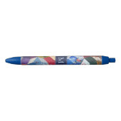 Decoupage Patchwork Stars Pattern Monogram Zwarte Inkt Pen (Voorkant)