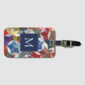 Decoupage Patchwork Sterren Patroon Monogram Bagagelabel (Voorkant (horizontaal))