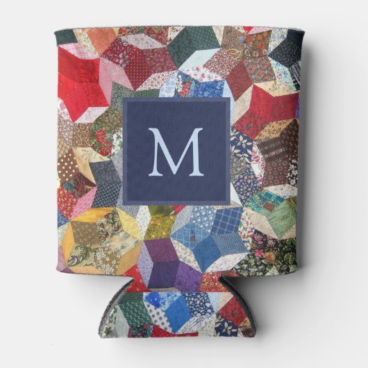 Decoupage Patchwork Sterren Patroon Monogram Blikjeskoeler (Voorkant)
