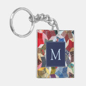 Decoupage Patchwork Sterren Patroon Monogram Sleutelhanger (Voorkant Links)