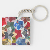 Decoupage Patchwork Sterren Patroon Monogram Sleutelhanger (Achterkant)