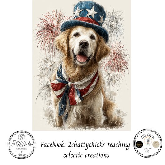 Decoupage Patriotic Golden Retriever 250th Tissuepapier