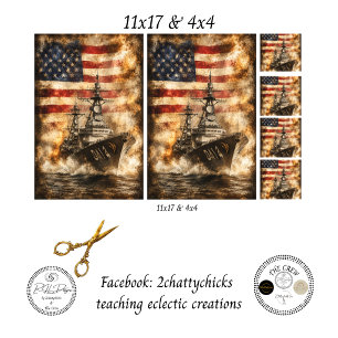 Decoupage Patriottisch Marineschip Amerikaanse Vla Tissuepapier