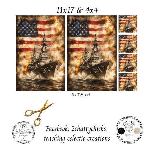 Decoupage Patriottisch Marineschip Amerikaanse Vla Tissuepapier