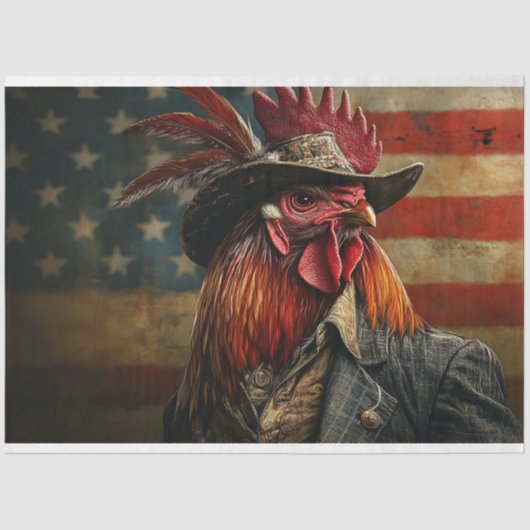 Decoupage Patriottische USA Vlag Haan Tissuepapier (Voorkant)