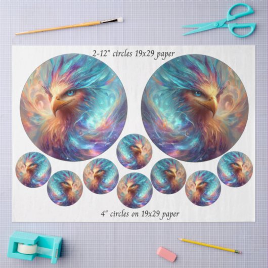 Decoupage Phoenix Art 12" rounds & 4" coasters  Tissuepapier (Craft)