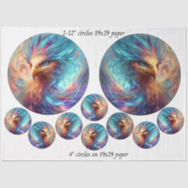 Decoupage Phoenix Art 12" rounds & 4" coasters  Tissuepapier