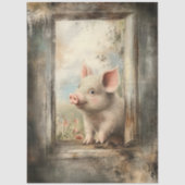 Decoupage Piglet in Rustic Window Story Book  Tissuepapier (Voorkant)