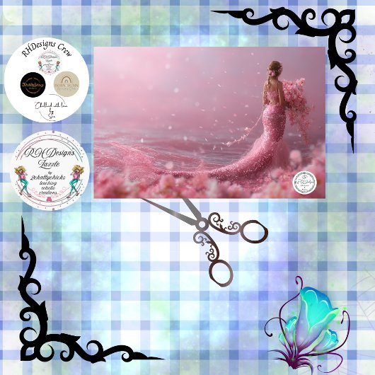 Decoupage Pink Couture Mermaid Fantasy Ocean Theme Tissuepapier