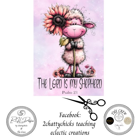 Decoupage Pink Sheep Lord is my Shepard Psalm 23  Tissuepapier