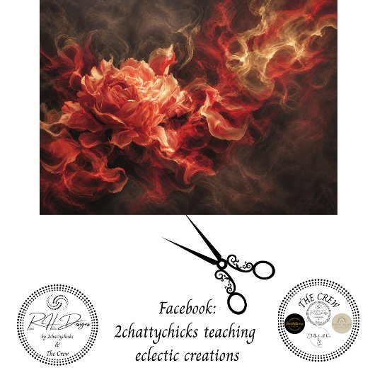 Decoupage Pioen Smokey Vlam Sintel Bloem Tissuepapier