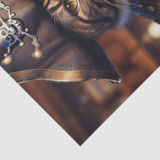 Decoupage - Piraat steampunk kat drink bier - Tissuepapier (Detail)