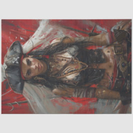 Decoupage Pirate Girl Black Tricorn Tissuepapier