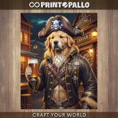 Decoupage - Pirate Golden Retriever & bier - Tissuepapier