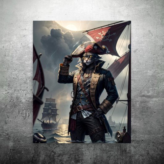 Decoupage - Piratencaptain dappere Kat - Tissuepapier
