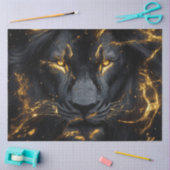 Decoupage Pitch Black Lion met Gouden Close-up (Se Tissuepapier (Craft)