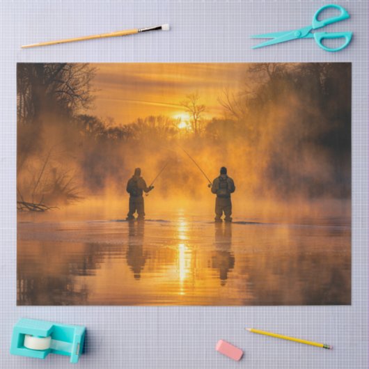 Decoupage pittoreske landschap Mannen Gevist Tissuepapier (Craft)