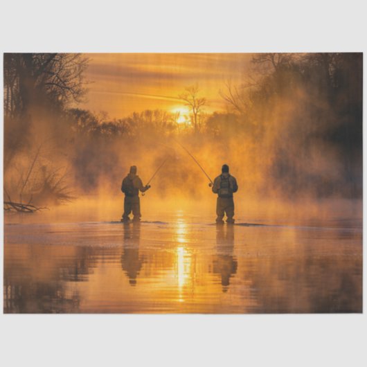 Decoupage pittoreske landschap Mannen Gevist Tissuepapier (Voorkant)
