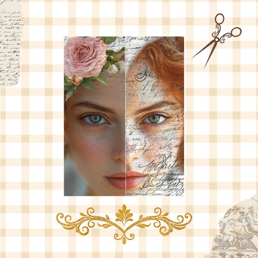 Decoupage  plakboek Victoriaans vrouw Tissuepapier