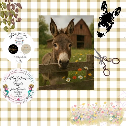 Decoupage Platteland Ezel Rode Schuur  Tissuepapier