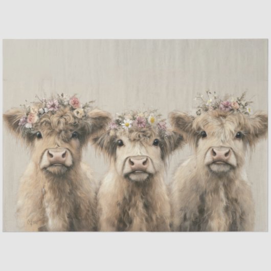 Decoupage Platteland Hoogland Kalveren Bloemenkroo Tissuepapier (Voorkant)