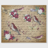 Decoupage Poinsettia Vakantie Vogel Schrijven Cadeaupapier (Vlak)