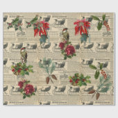 Decoupage Poinsettia Vakantie Vogel Schrijven Cadeaupapier (Vlak)