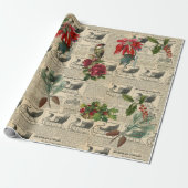 Decoupage Poinsettia Vakantie Vogel Schrijven Cadeaupapier (Uitgerold)