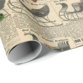 Decoupage Poinsettia Vakantie Vogel Schrijven Cadeaupapier (Rol Hoek)