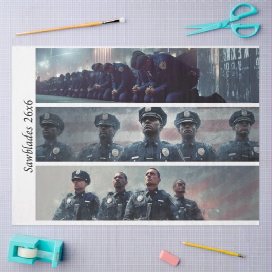 Decoupage Police Tribute Handsaws Tissuepapier (Craft)