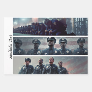 Decoupage Politie Tribute Handzagen  Inpakpapier Vel