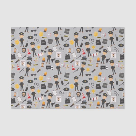 Decoupage Politieagent Verjaardagsfeestje Grijs Tissuepapier (Voorkant)
