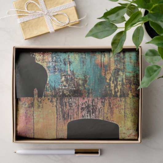 Decoupage POP ART Cowgirl Silhouette Red Black Fun Tissuepapier (Geschenk)