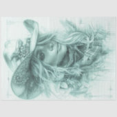 Decoupage Portrait Design Monochromatische Cowgirl Tissuepapier (Voorkant)