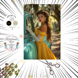 Decoupage Poster auto en modieuze dame foto Tissuepapier