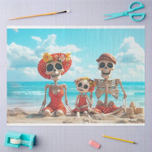 Decoupage Poster Skelton Beach Familiebruggen Tissuepapier (Craft)