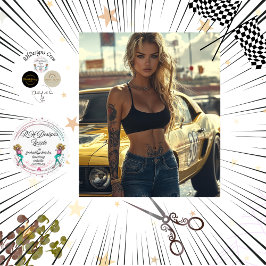Decoupage Poster van Blonde Chic & Her Muscle Car Tissuepapier