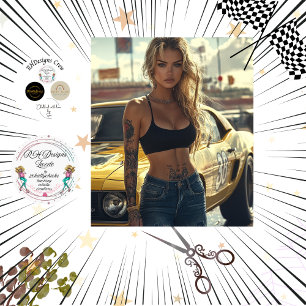 Decoupage Poster van Blonde Chic & Her Muscle Car Tissuepapier