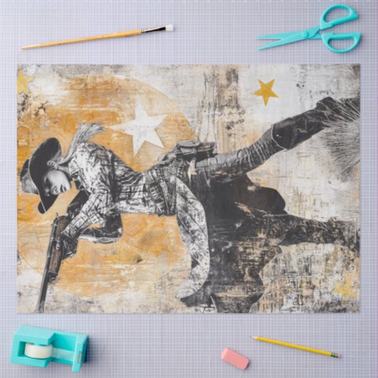 Decoupage Poster Western Cowgirl Sheriff Tissuepapier (Craft)