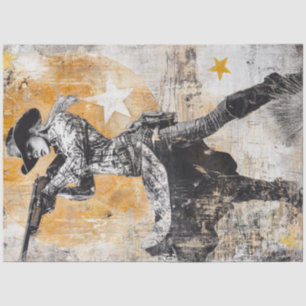 Decoupage Poster Western Cowgirl Sheriff Tissuepapier